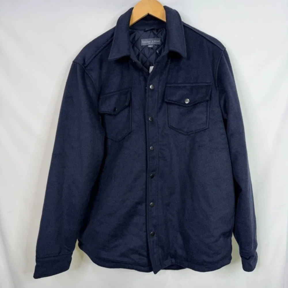 Bleecker & Broad Ashton Wool Shirt‎ Jacket Mens Large Navy NWT - Picture 2 of 6